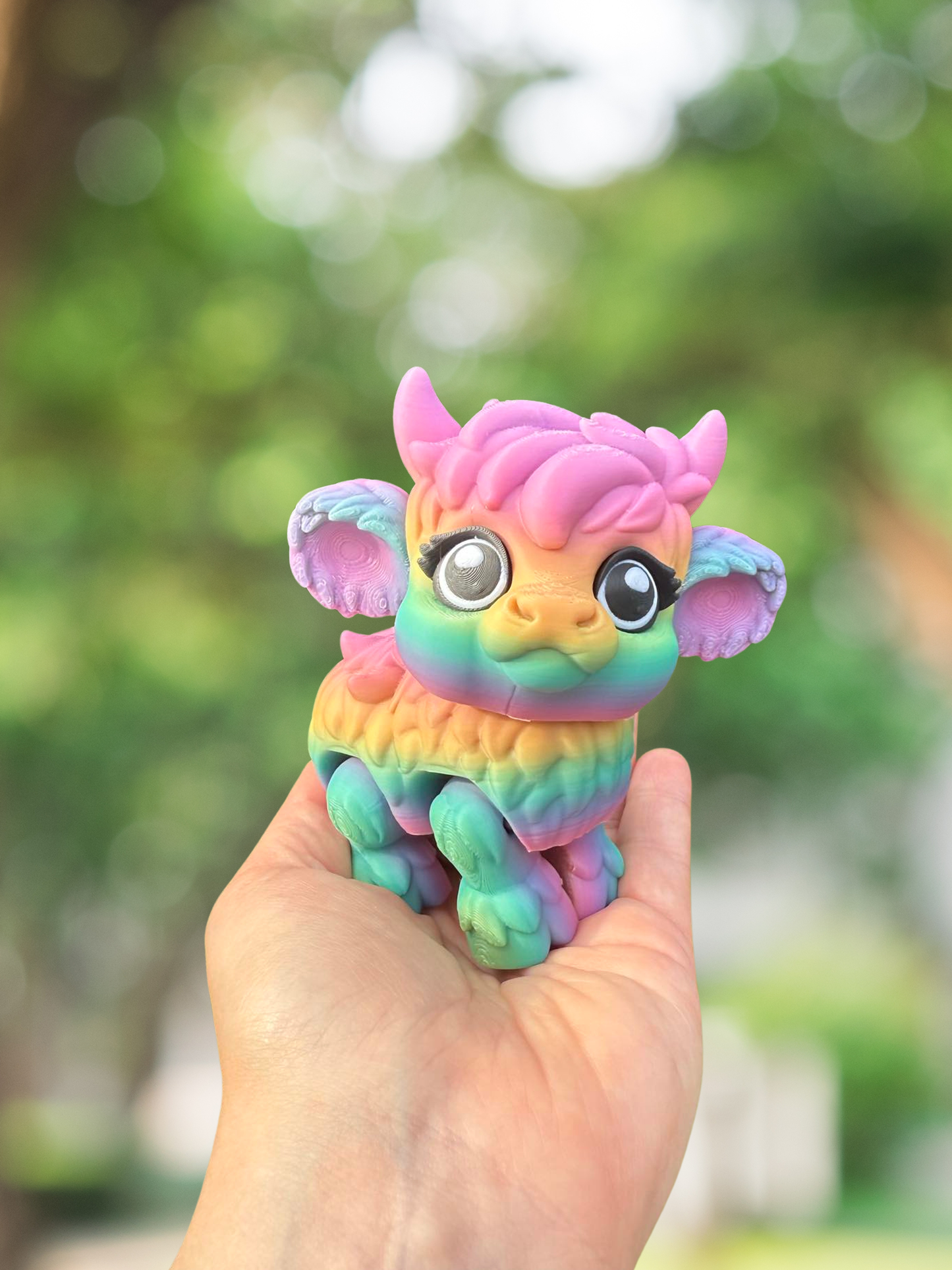 Rainbow cow articulated 3D figurine