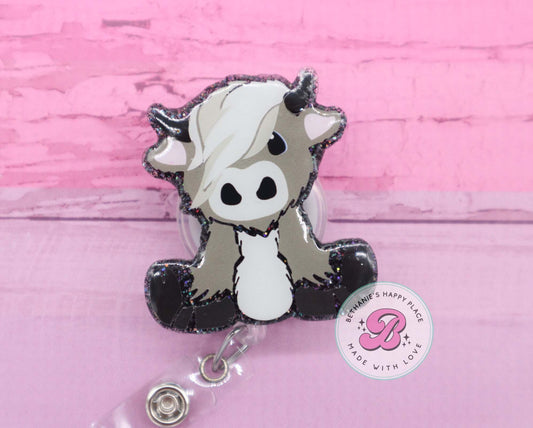 Highland cow badge reel