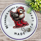 Chicken with boots retractable badge reel