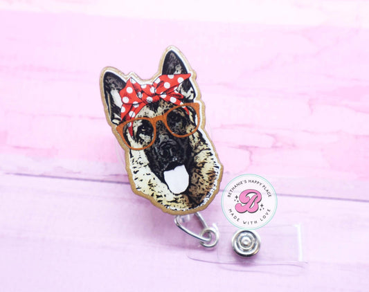 German Shepherd badge reel