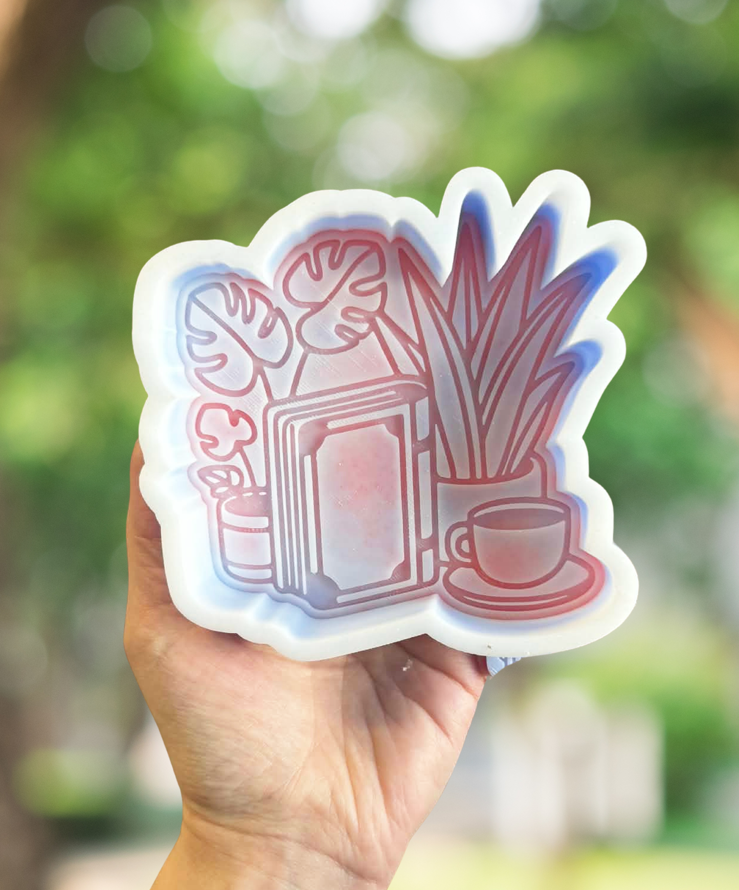 Plants, books, and coffee silicone freshie mold