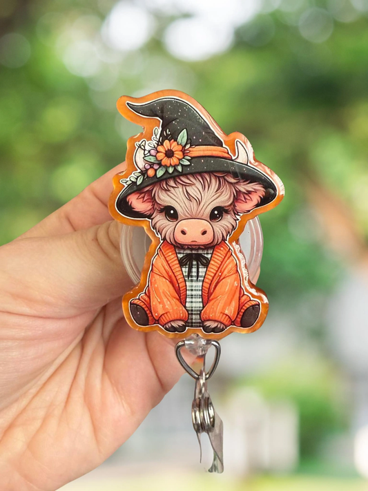 Highland Witch Cow Retractable Badge Reel