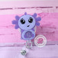 Purple axolotl badge reel