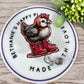 Chicken with boots retractable badge reel