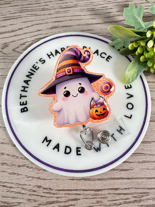 Halloween ghost retractable badge reel