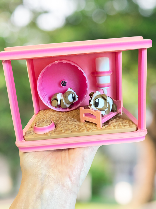3D printed pink gerbil/hamster cage