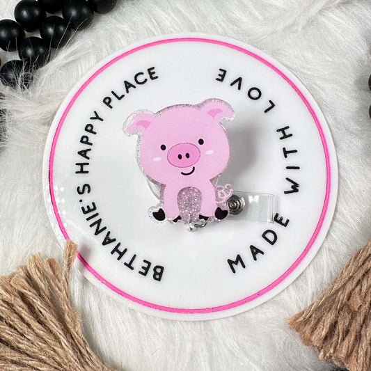 Cute pig retractable badge reel