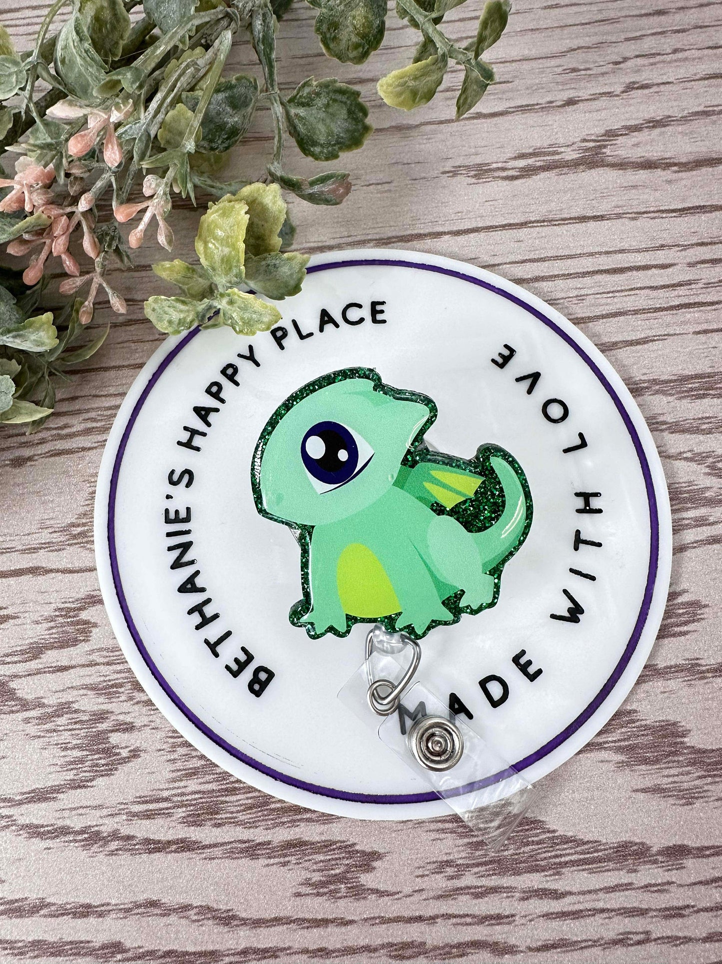 Baby dragon retractable badge reel