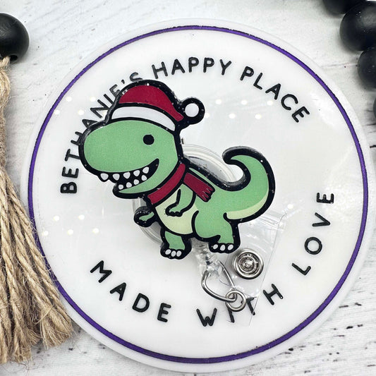 Christmas dinosaur badge reel