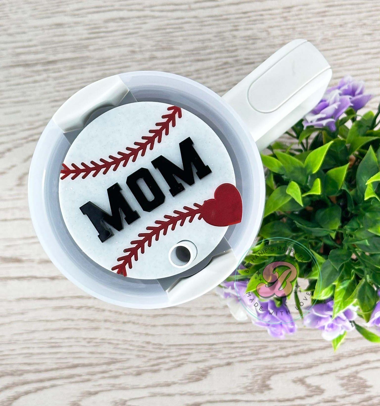 Baseball cup topper, acrylic baseball tumbler tag, personalized sports cup topper, baseball mom gifts, quencher 20oz, 30oz, 40oz