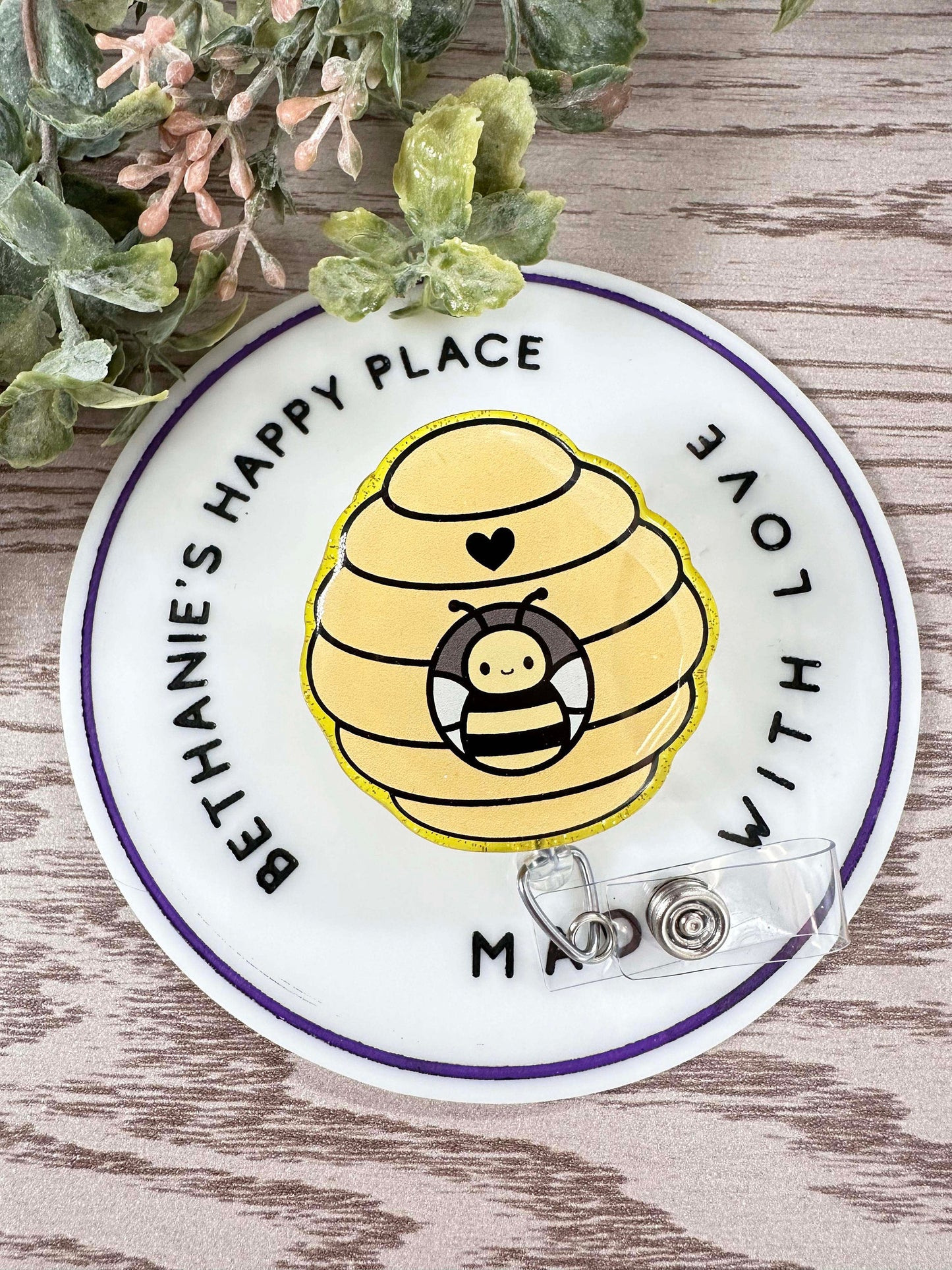 Bee hive retractable badge reel