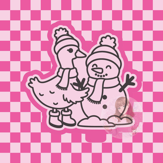 Goose building snowman silicone freshie mold