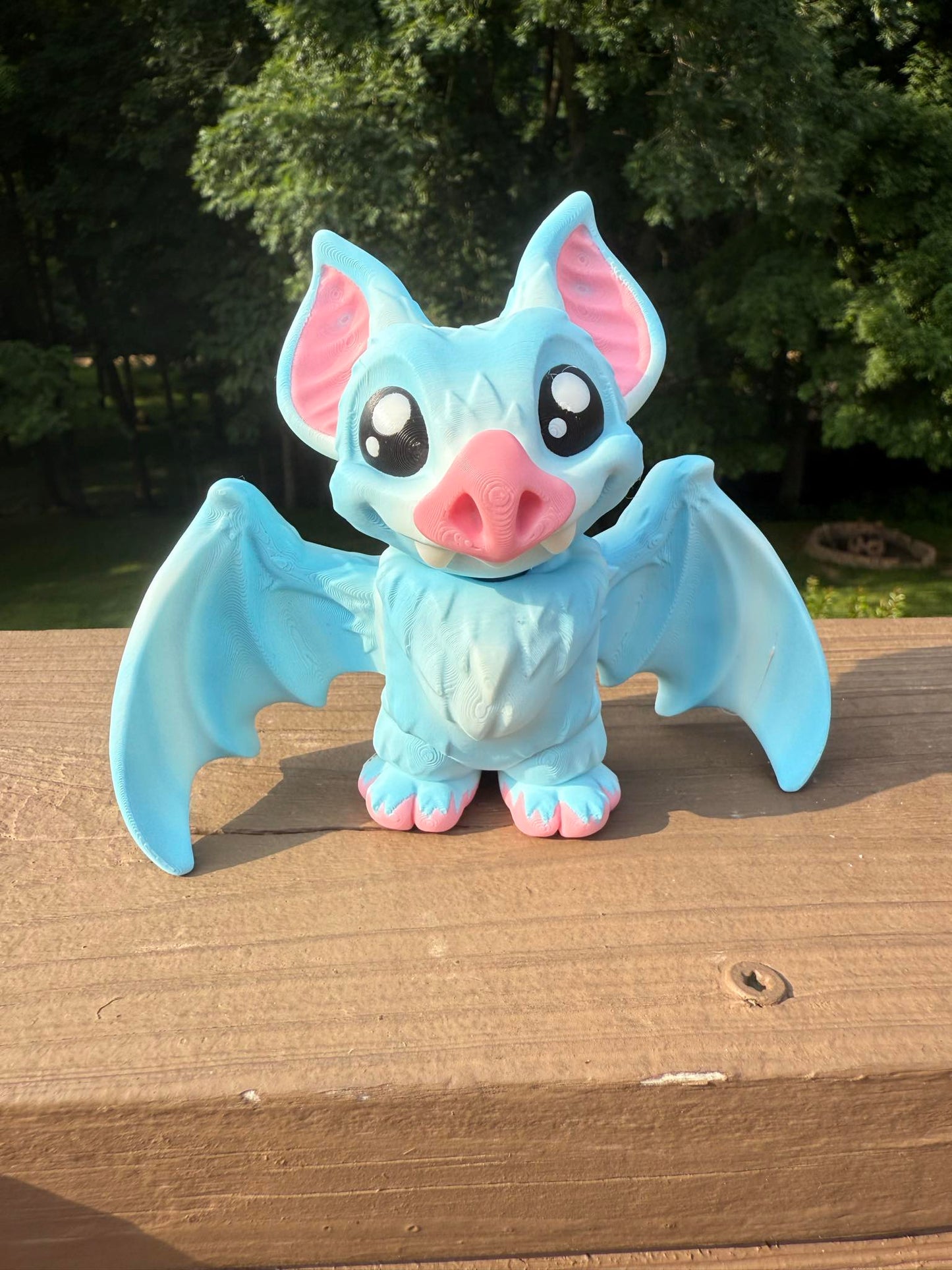Blue bat 3D printed articulated figurine