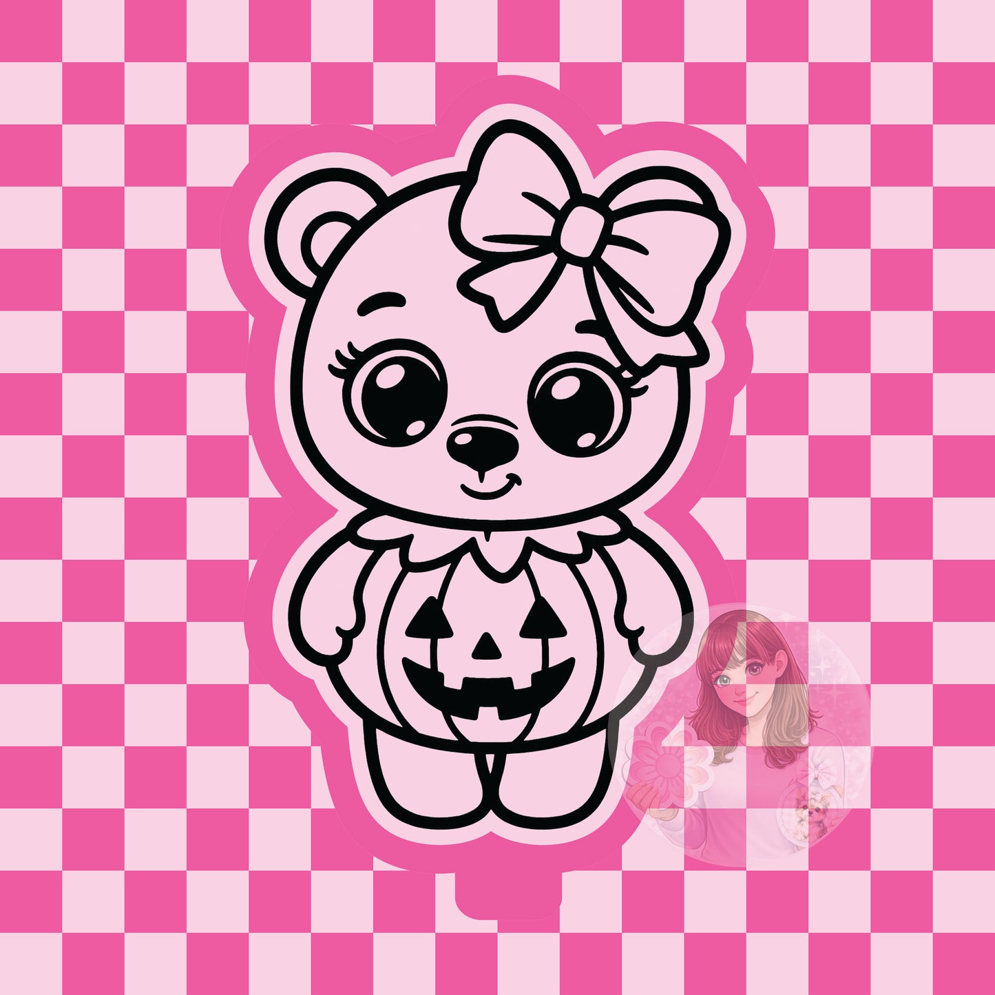 Bear dressed as pumpkin silicone freshie mold
