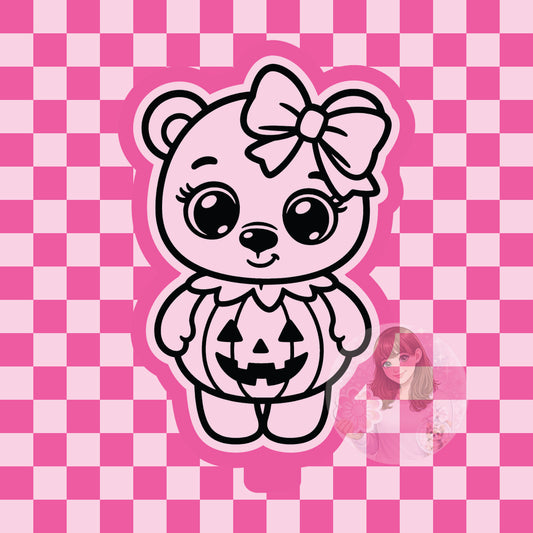 Bear dressed as pumpkin silicone freshie mold