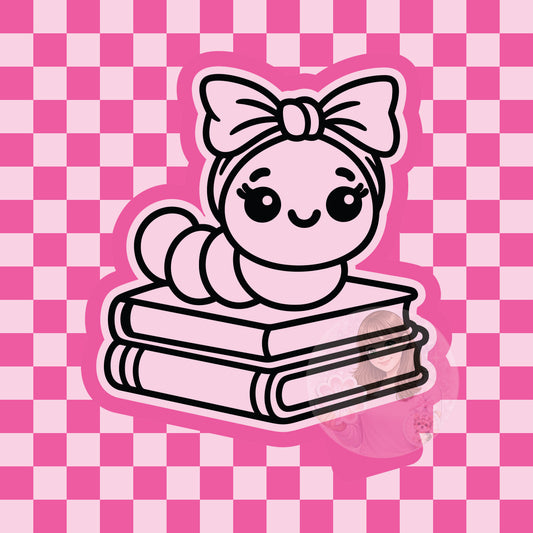Bookworm with bow headband silicone mold