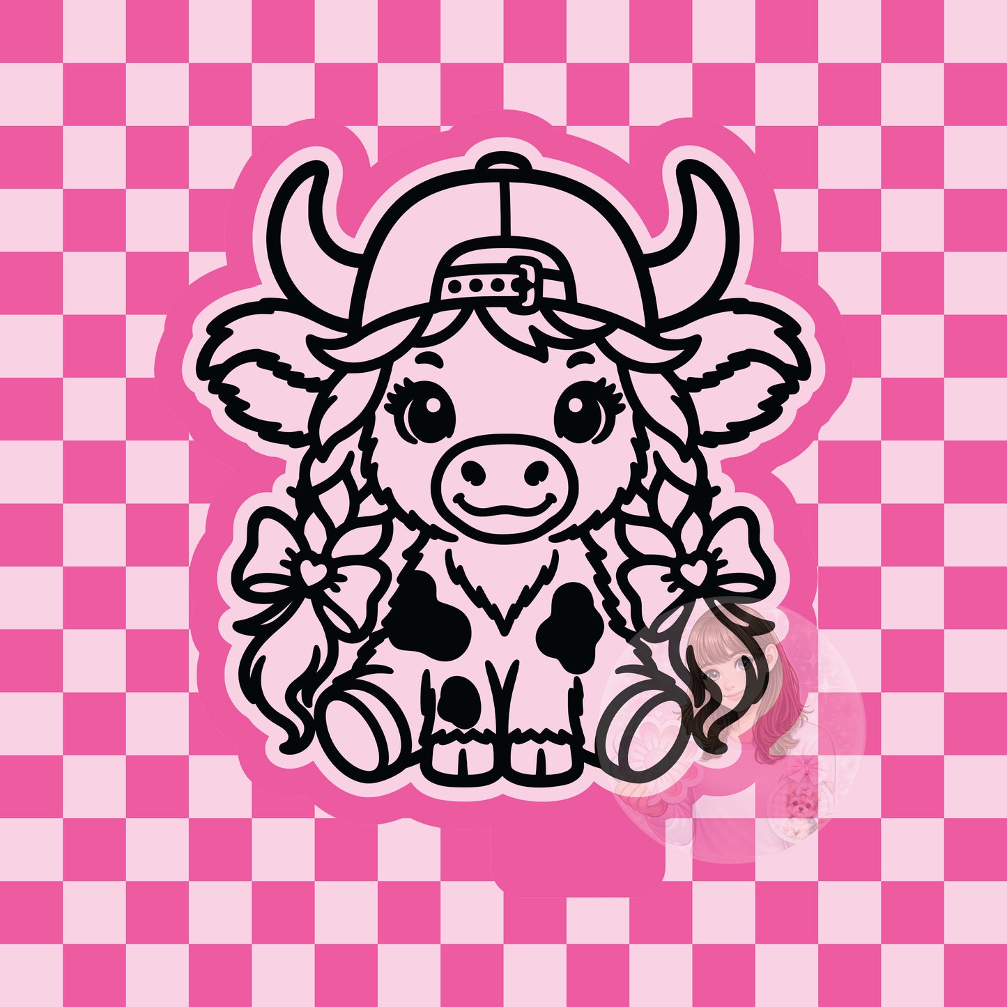 Cow with braids silicone freshie mold