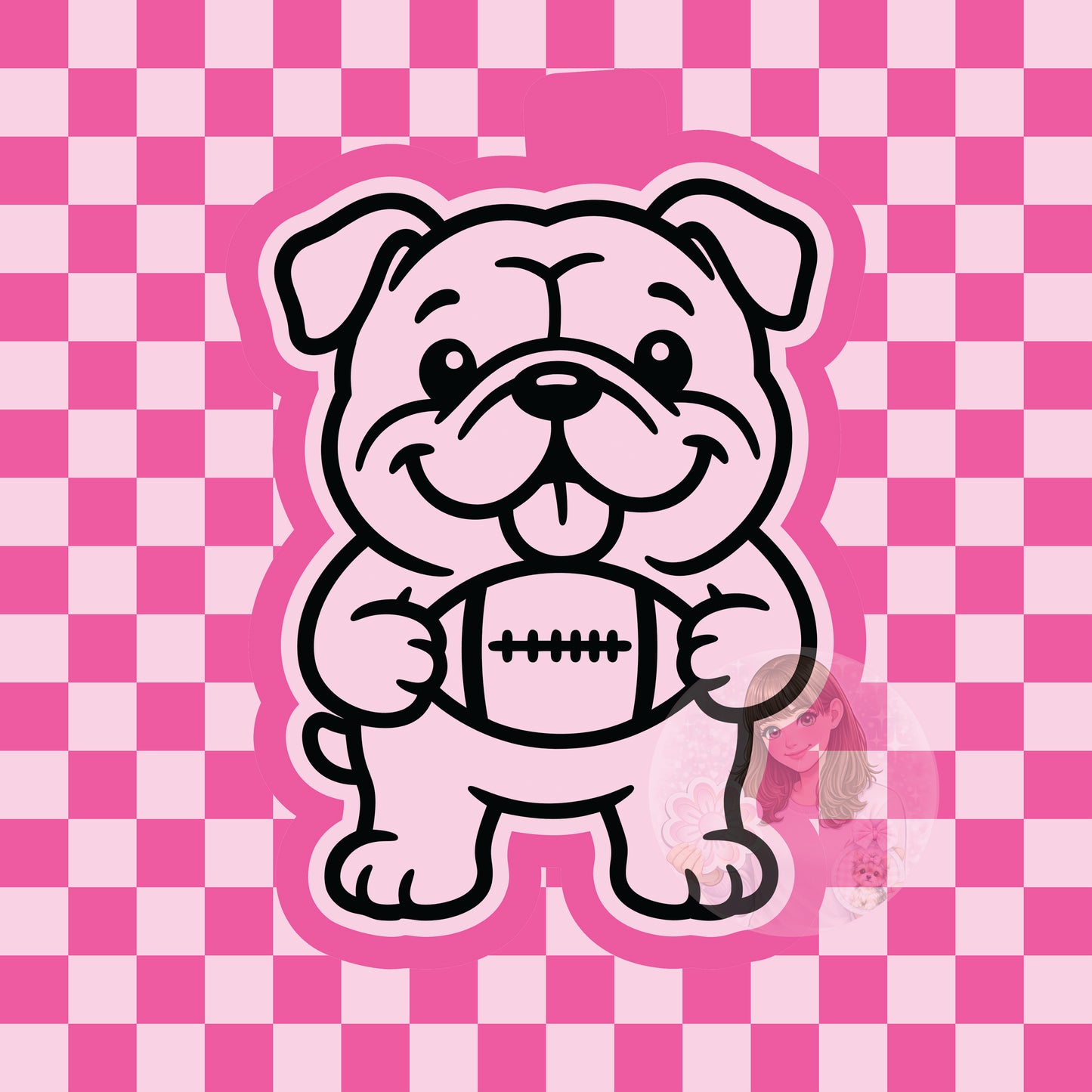 Bulldog holding football silicone freshie mold