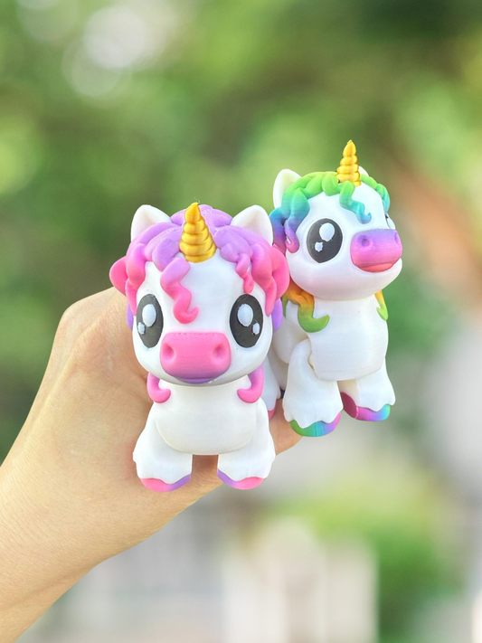 Rainbow unicorn articulated 3D printed figurine