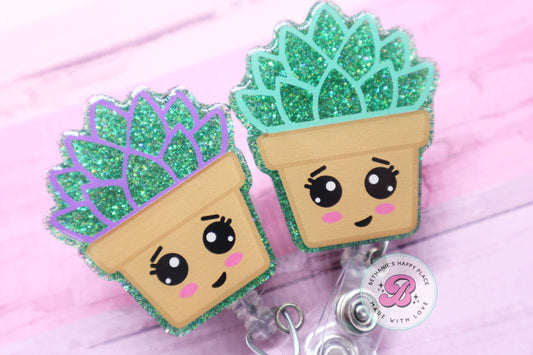 Succulent badge reel