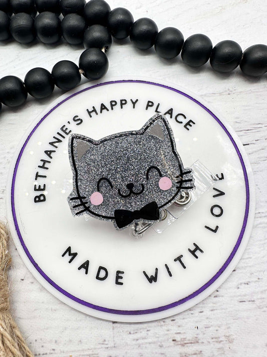 Cat bowtie badge reel
