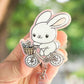 Spring bunny riding bike retractable badge reel