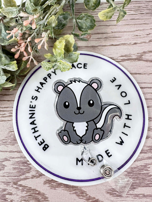 Cute skunk retractable badge reel