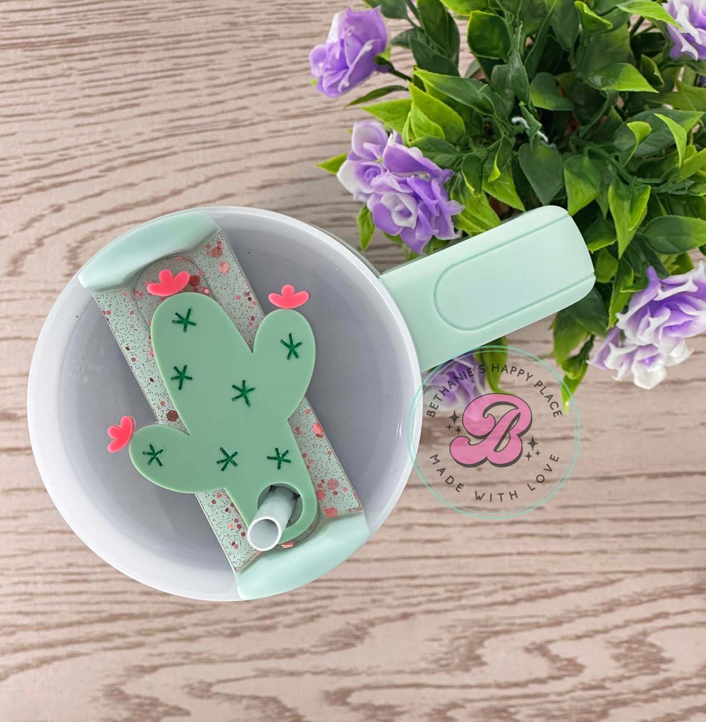 Cactus cup topper, cactus acrylic topper for tumbler, cactus cup accessories, cactus gifts, quencher topper, summer tumbler accessories