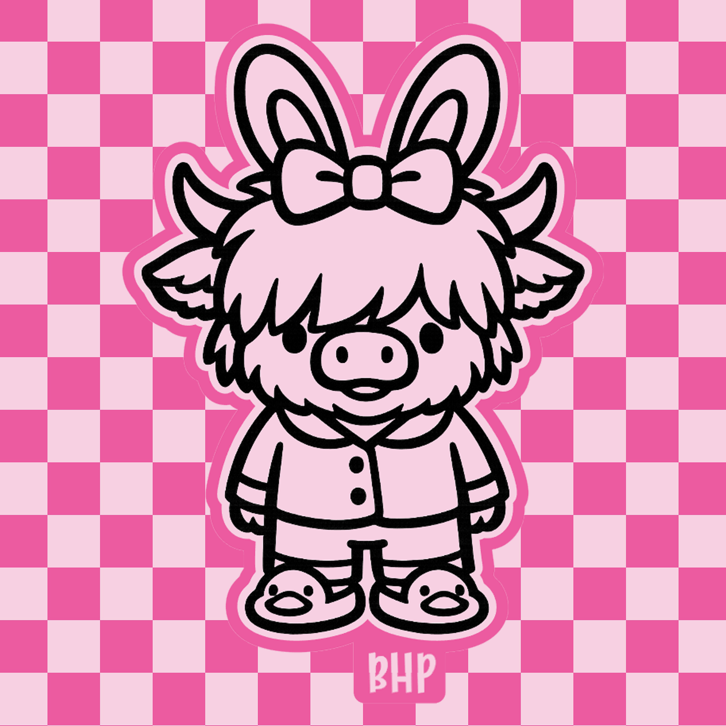 Highland cow with bunny ears silicone freshie mold