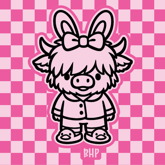 Highland cow with bunny ears silicone freshie mold