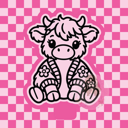 Highland cow in cardigan silicone freshie mold
