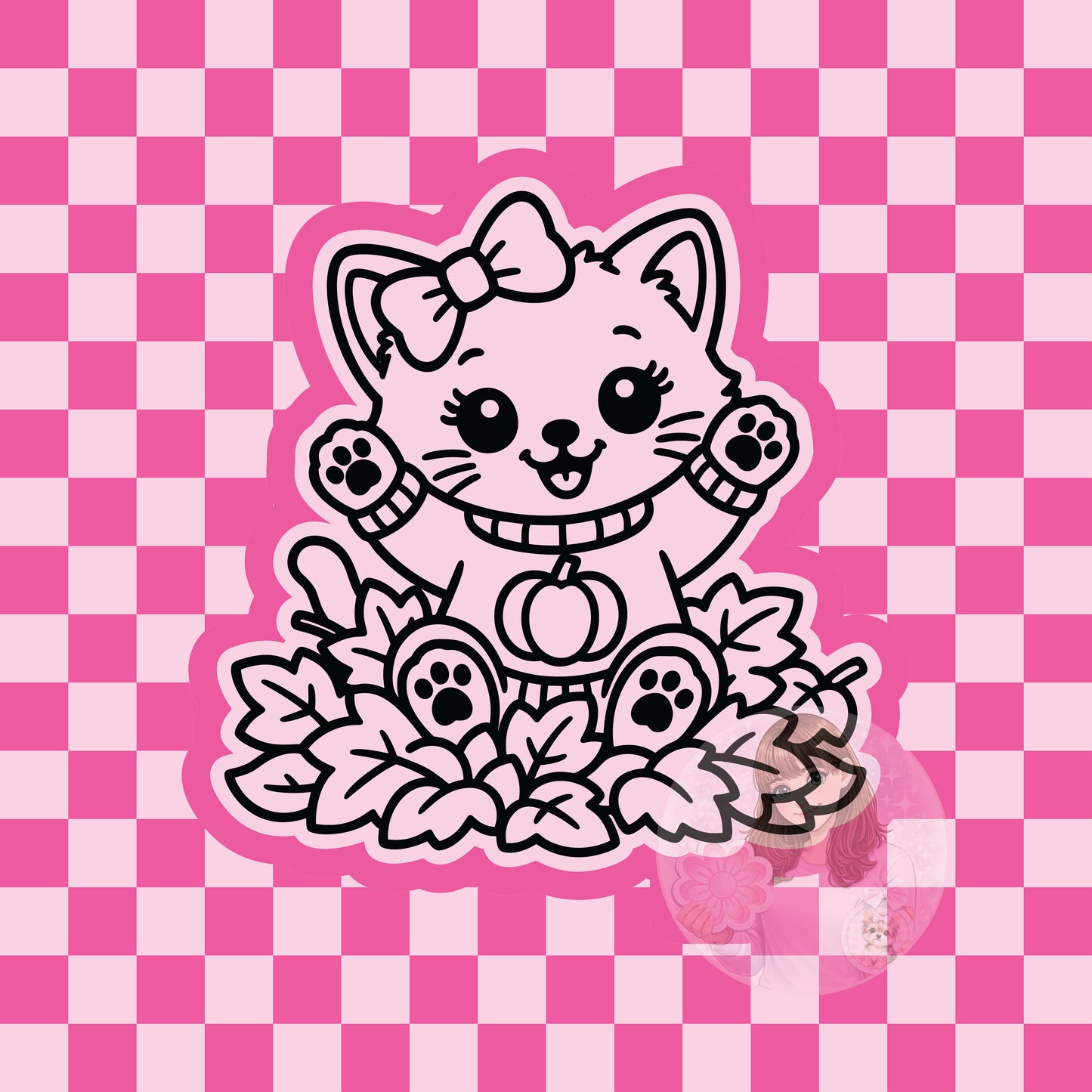 Cat in leaves silicone freshie mold