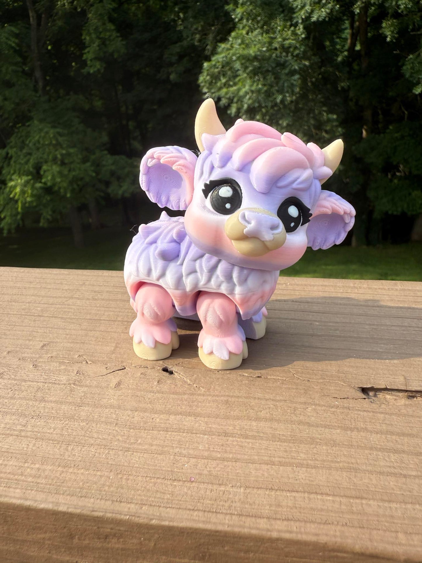 Pink and purple cow articulated 3D figurine
