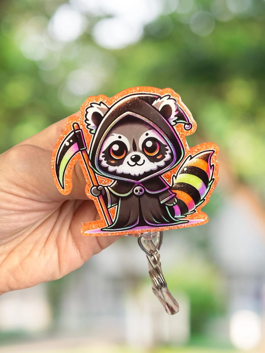 Raccoon Reaper Retractable Badge Reel