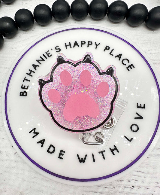 Cat paw badge reel