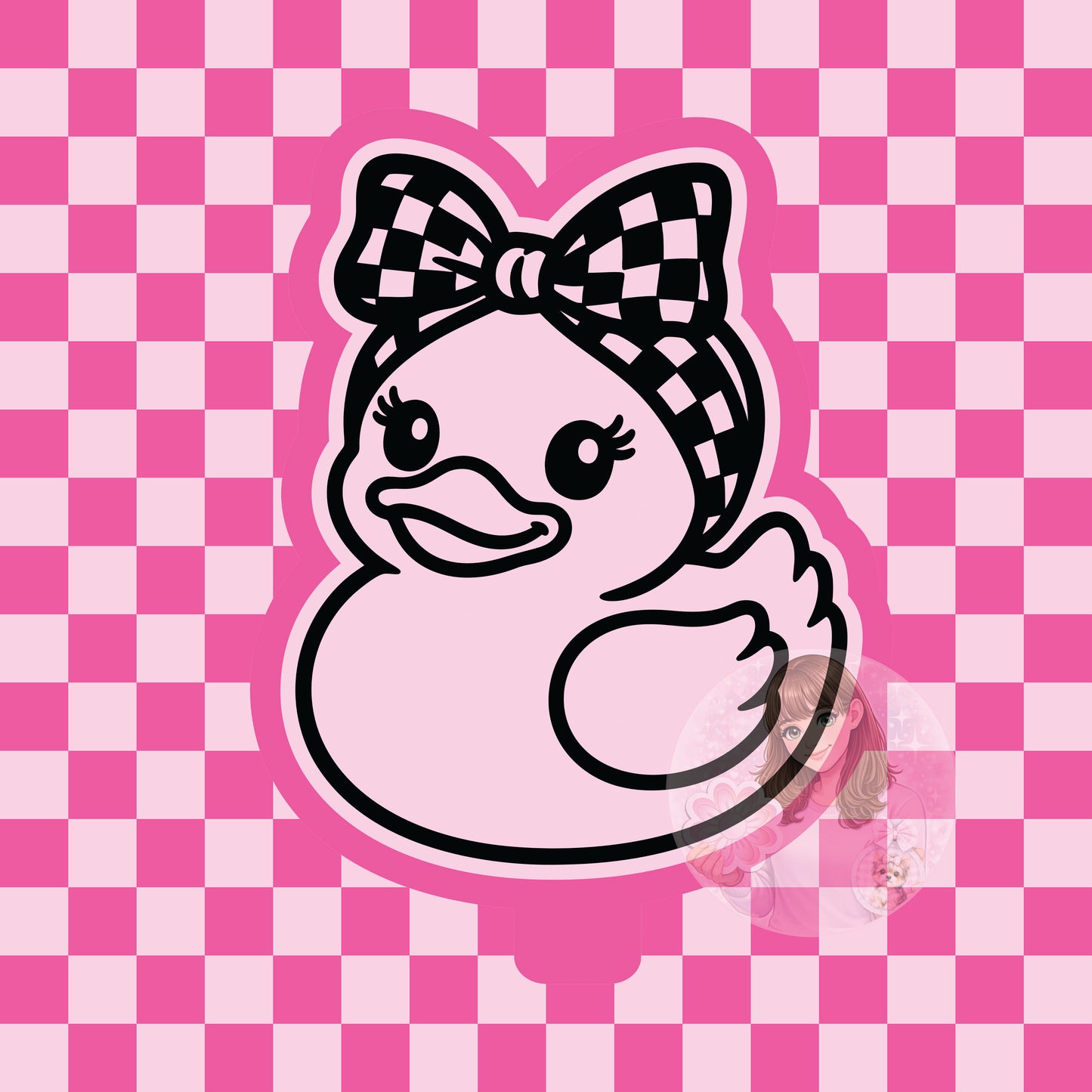 Rubber duck with checkerboard bow silicone freshie mold
