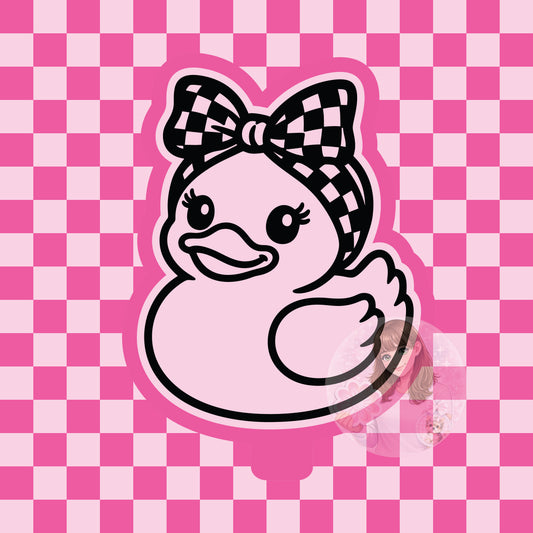 Rubber duck with checkerboard bow silicone freshie mold