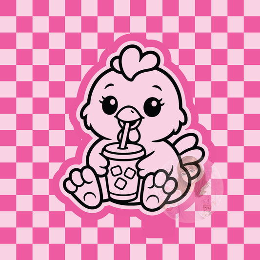 Chicken drinking coffee silicone freshie mold