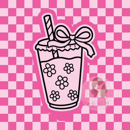 Iced coffee with with flowers and bow silicone freshie mold