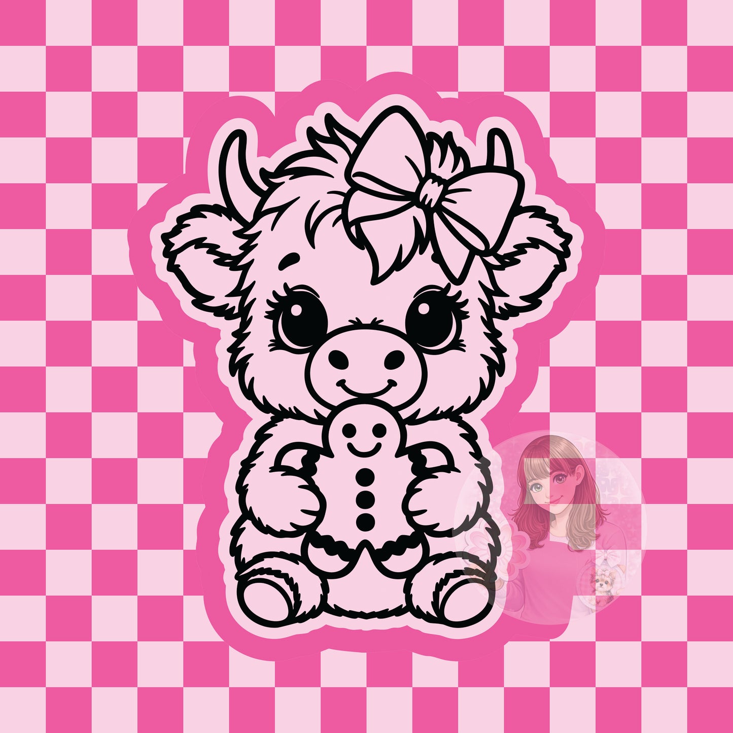 Cow with gingerbread man silicone freshie mold