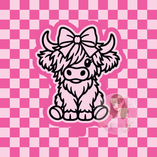 Highland cow with big bow silicone freshie mold