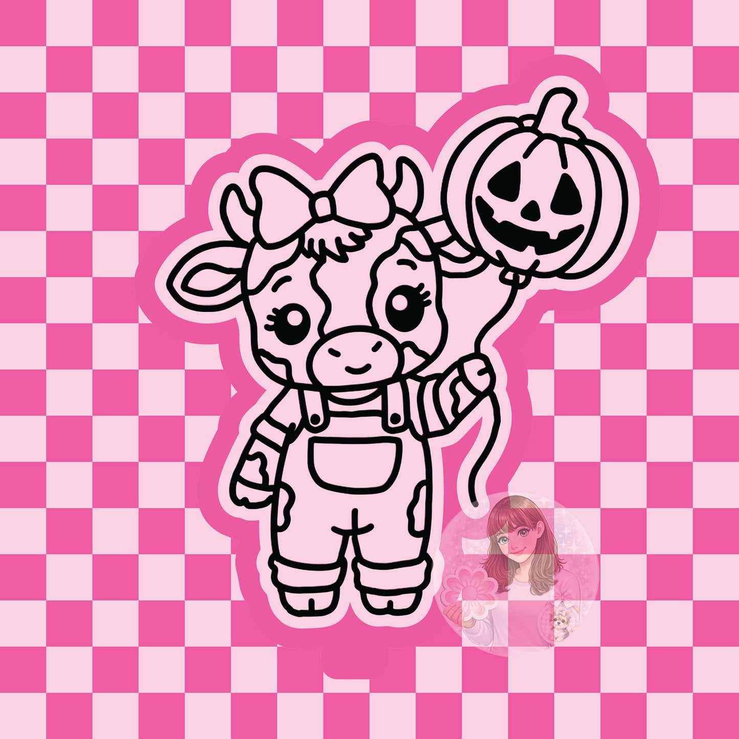Cow with pumpkin balloon silicone freshie mold