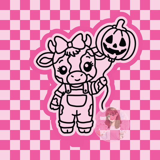 Cow with pumpkin balloon silicone freshie mold