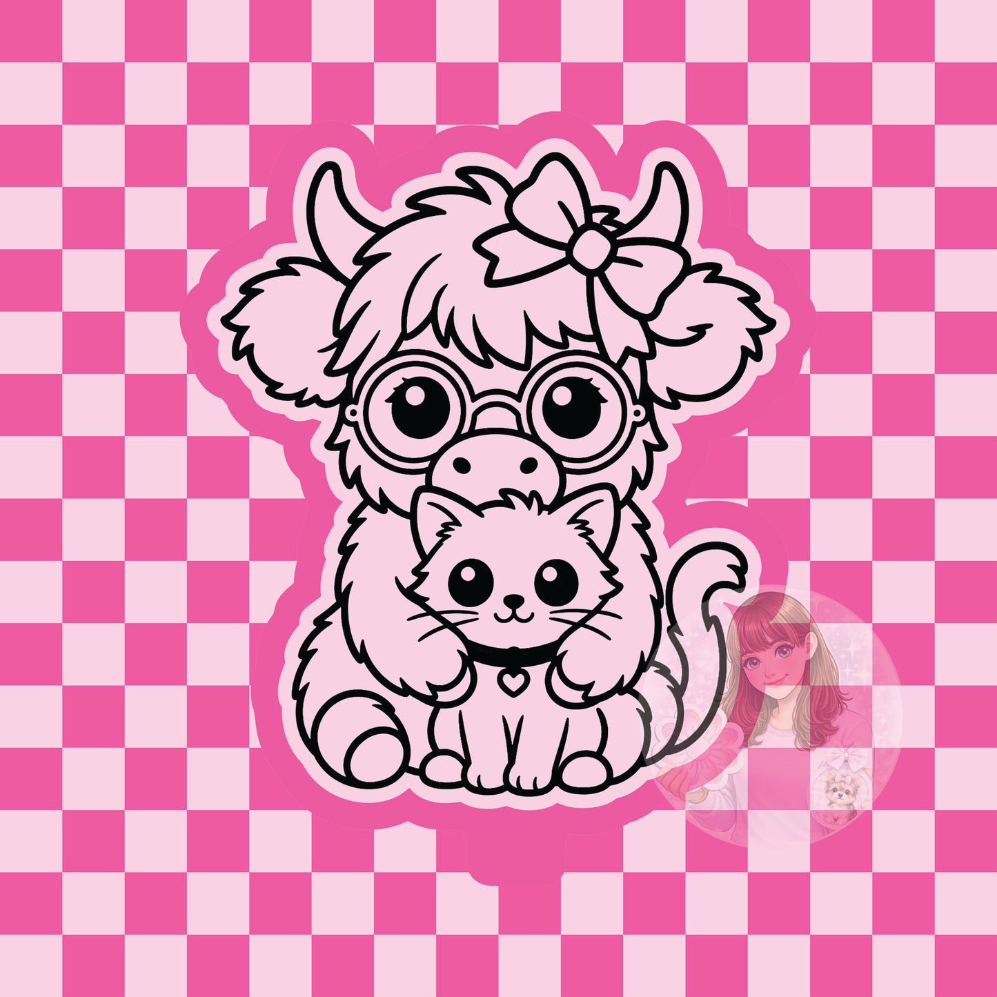 Highland cow and cat silicone freshie mold