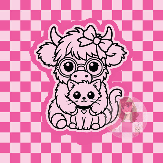 Highland cow and cat silicone freshie mold