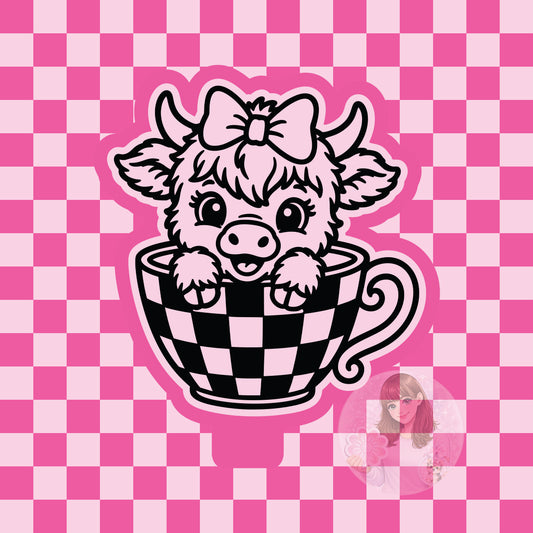 Cow in checkered cup silicone freshie mold