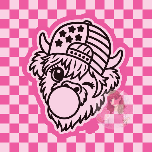 Cow with patriotic hat and bubblegum silicone freshie mold