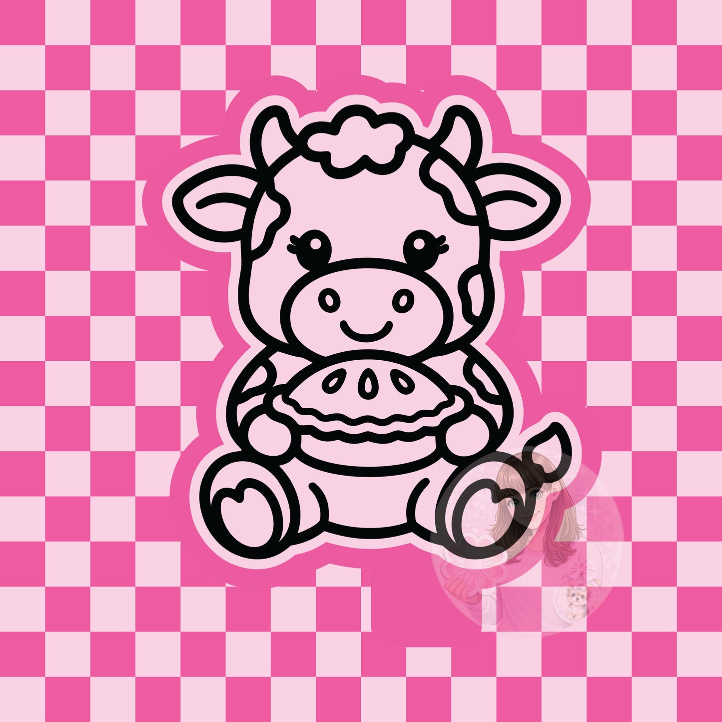 Cow holding pie silicone freshie mold