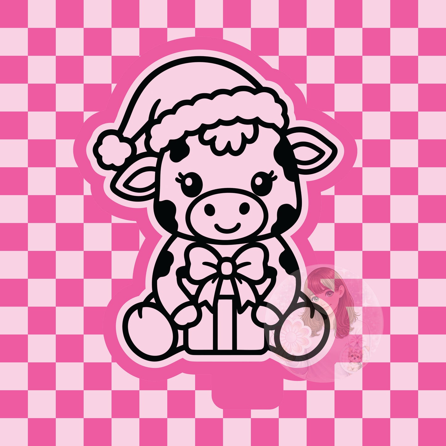 Cow with Christmas present silicone freshie mold