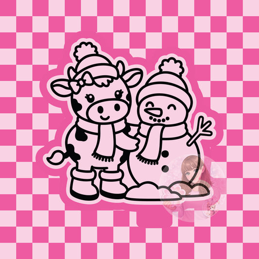 Cow building snowman silicone freshie mold